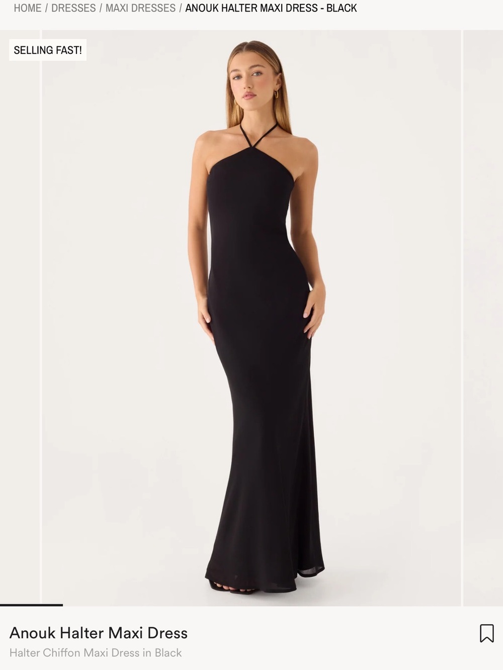 Peppermayo Anouk Halter Maxi Dress - Black